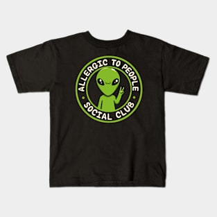 Allergic to People Social Club Funny Alien by Tobe Fonseca Kids T-Shirt